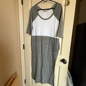 NEW FREE PEOPLE | BEACH Pockets Tunic Tee Dress Gray & White Women’s Size Medium